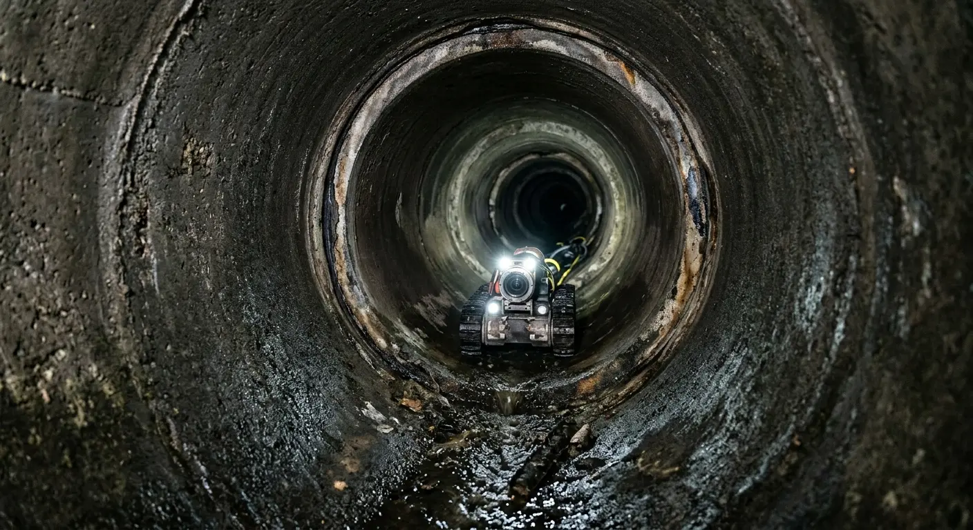 Robotic sewer camera inspecting pipe interior for Sewer Line Repair in North Kansas City